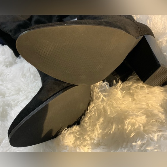 Knee High Boots Stacked Block Heel, Closed Pointed Toe Riding Boots - Picture 6 of 7